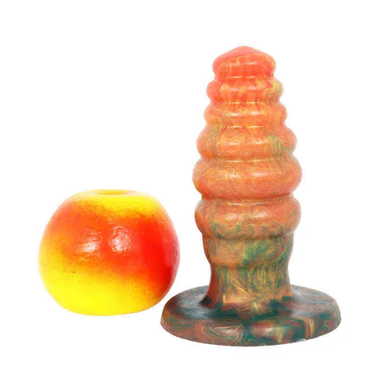 Nxy Dildos Anal Brinquedos Novo 14cm * 5 5cm Pagoda Plug Cor Silica Gel Simulação Penis Feminino Masturbator Fun Produtos 0225