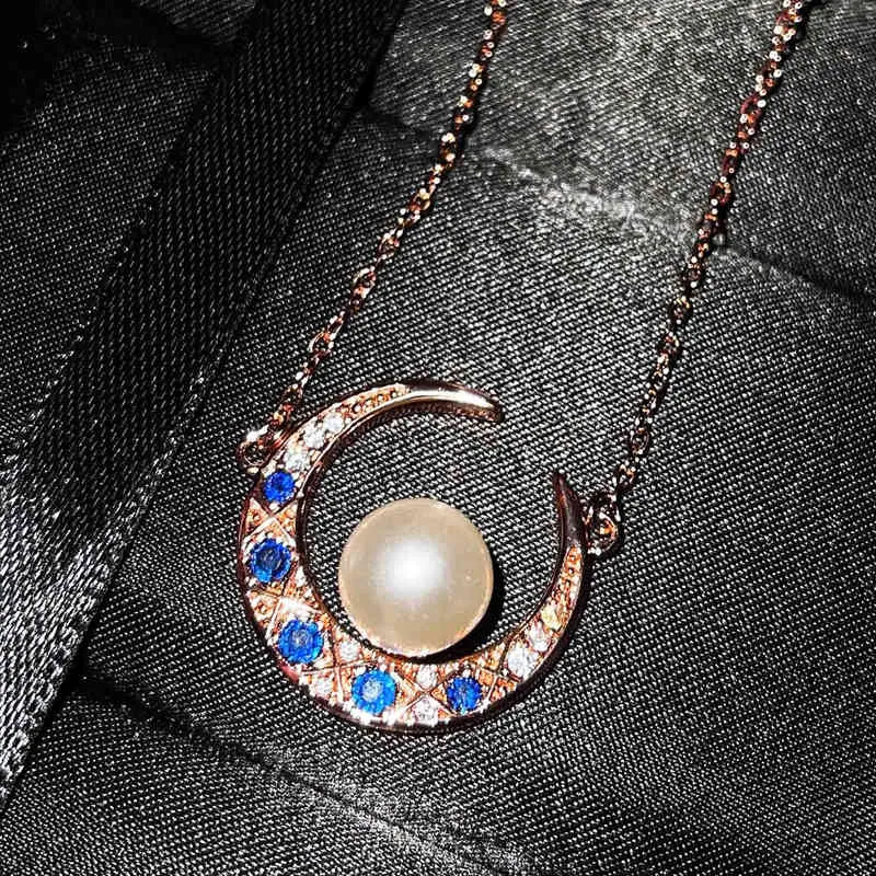 2021 Trend Moon Pingente Colar Pearl Jóias Conjunto Elegante Brincos Deinty Brincos Pulseira Promessa Anel para Mulheres Casamento Festa