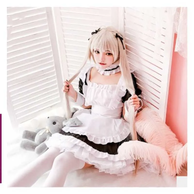 Crossdresser Sissy Maid Kleid Anime Yosuga No Sora Kasugano Cosplay Kostüm Frauen Männer Kawaii Kleidung Für Halloween Party Y0913