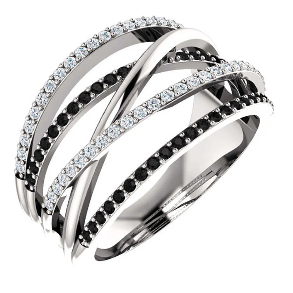 Huitan Nuovo stile etnico Rings da donna con dono a sorpresa micro pavimentata in pietra blackwhite donne anelli di gioielleria alla moda Q5230047