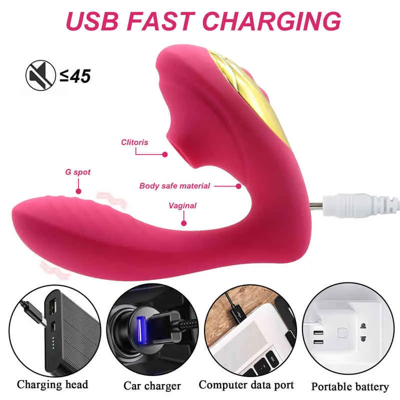 NXY Vibrators Sex Clitoral Zuigen Vibrator G Spot Dildo Clit Stimulator met 10 Zuig- en trillingspatronen Volwassen orgasme Speelgoed voor Dames 1221