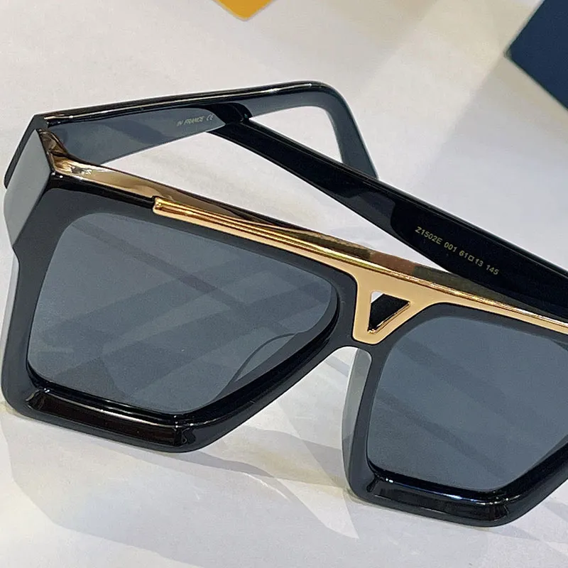 Designer Bevis Solglasögon Z1503W Mens Svart eller vit acetatram avfasad främre Z1502E med bokstäver graverade på linsen Patte233U