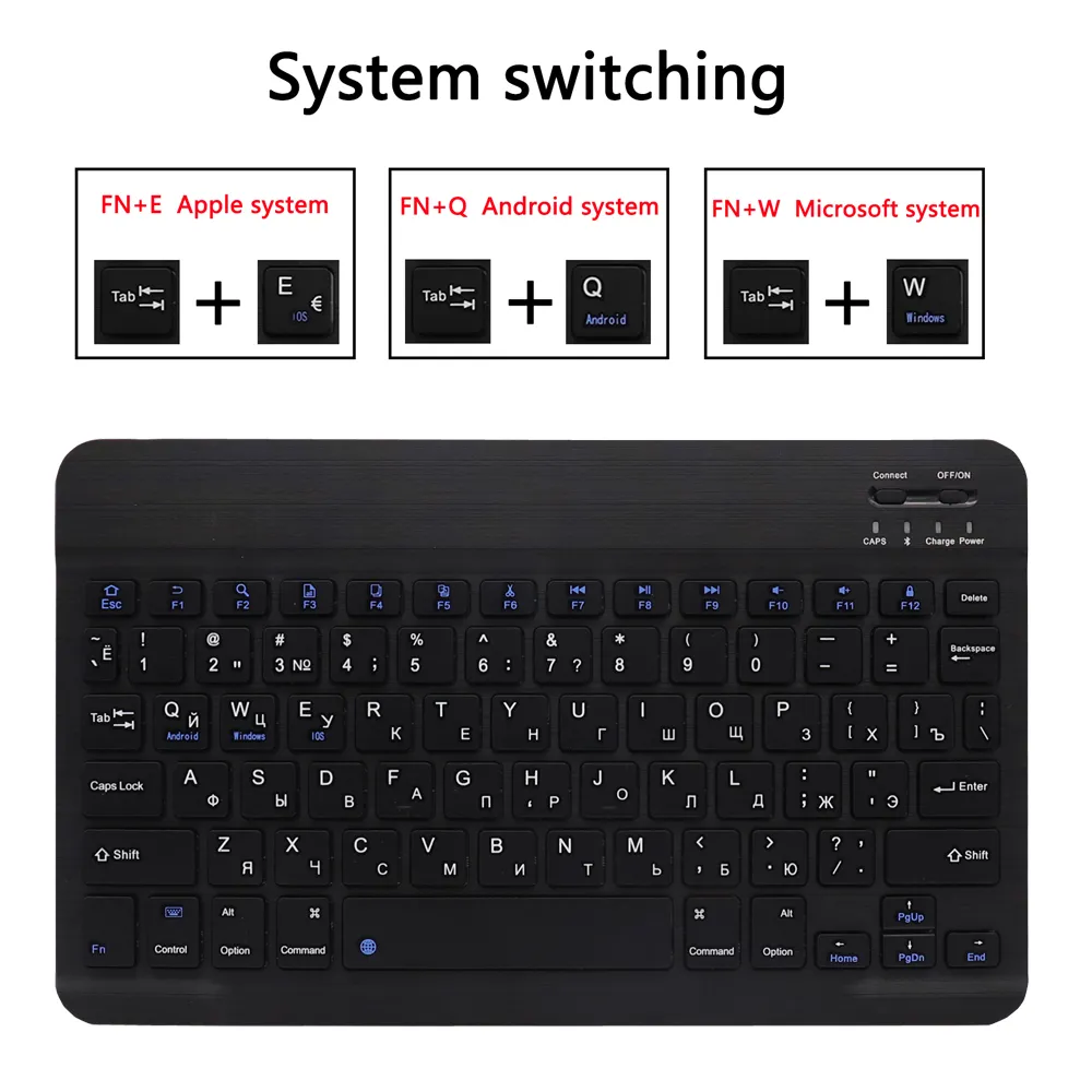 Rus Klavye Durumda Samsung Galaxy Tab A 10.1 2019 T510 T515 SM-T510 SM-T515 Tablet Ince Deri Kapak Bluetooth Klavye