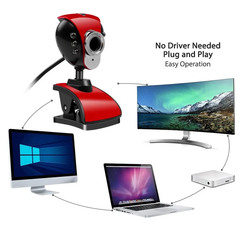 480p HD med mikrofon USB 2.0 Cam PC Desktop Mini kom webbkamera datorer kringutrustning