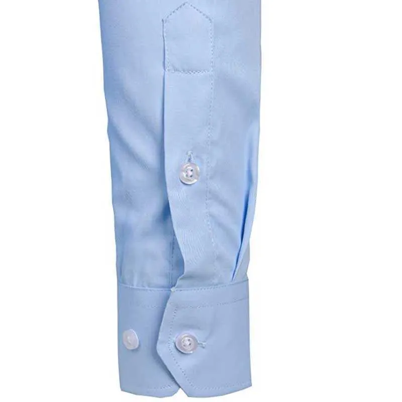 Męskie niebo Niebieskie Slim Fit Dress Sukienka Koszule Z Długim Rękawem Marka Mężczyźni Bawełna Najwyższej Jakości Formalna z kieszenią 210721