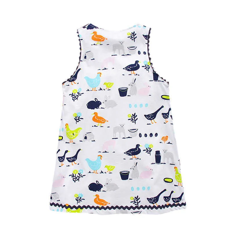 Springende meter dieren print mode mouwloze meisjes feestjurken aniaml selling kids jurk jurk 210529