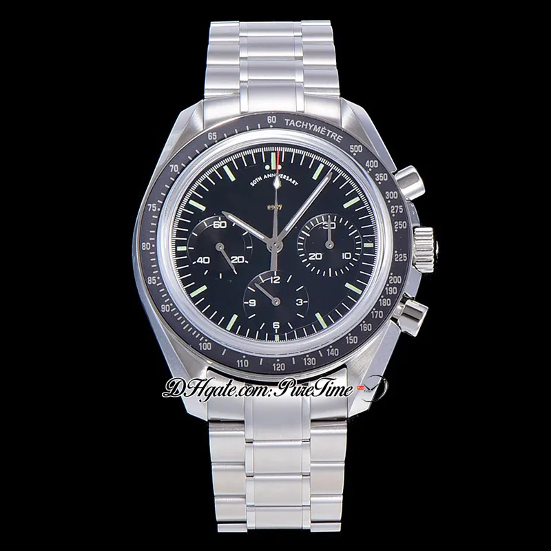 OMF Apollo 15, 40-летний юбилей, хронограф с ручным заводом, мужские часы с черным циферблатом, браслет из нержавеющей стали, новое издание 2021 года Pur303S