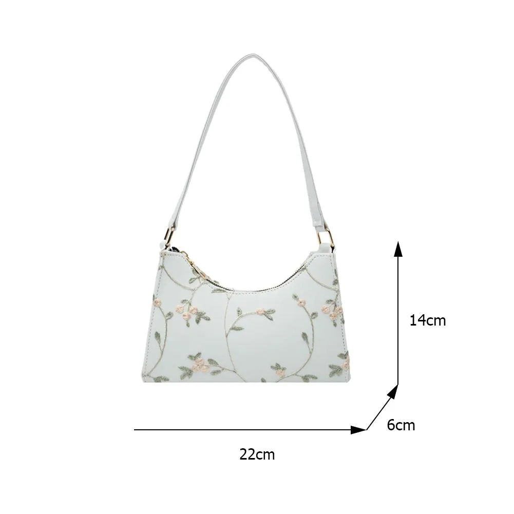 Hobo bag Summer Lace Floral Stitching Shoulder purses For Women 2021 Soft PU Leather Underarm Bags Beach Travel Handbag Girls Small Tote purse