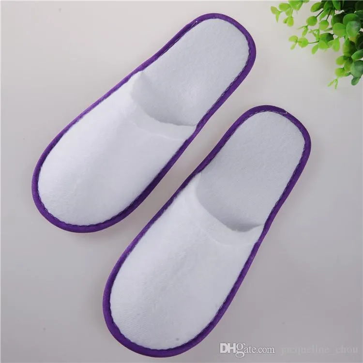 Wholesale Hotel Travel Spa Disposable Slippers Scuffs Home Guest Slippers White With EVA Sole Closed Toe