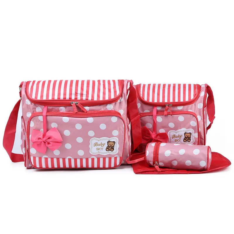 4 pçs / set saco de fralda grande capacidade Messenger Messenger Maternidade Maternidade Maternidade Bolsa Baby Care Beach Enfermagem 220225