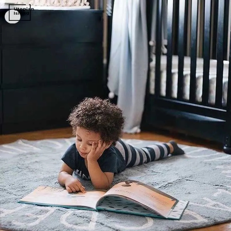Alphabet Kids Carpet Mat de sol blanc Baby Tapis rampant Crawling Kids Play Mat rond Round Fluffy tapis pour le salon Mat à peluche pour enfants6459150