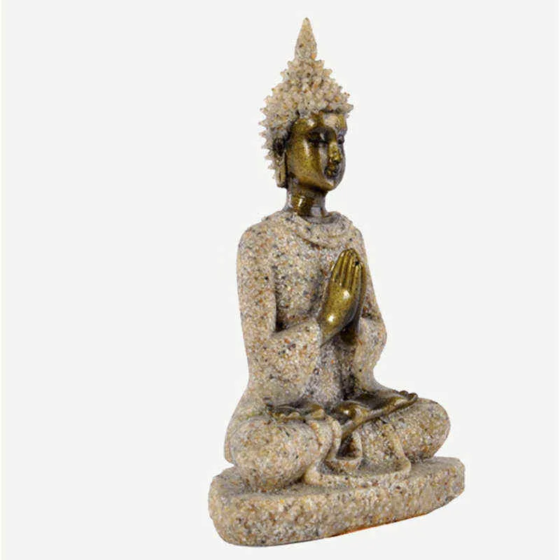 1 st hög kvalitet buddha staty natur sandsten thailand skulptur hindu fengshui figurine meditation mini heminredning 211101