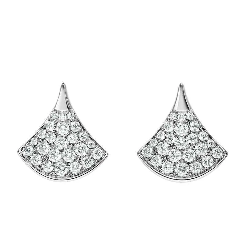 925 Sterling Silver MotherofPearl Fan Earrings Ladies Diamond Studded Casual Highend Fashion Märke Personlighetsmycken 2110138552675