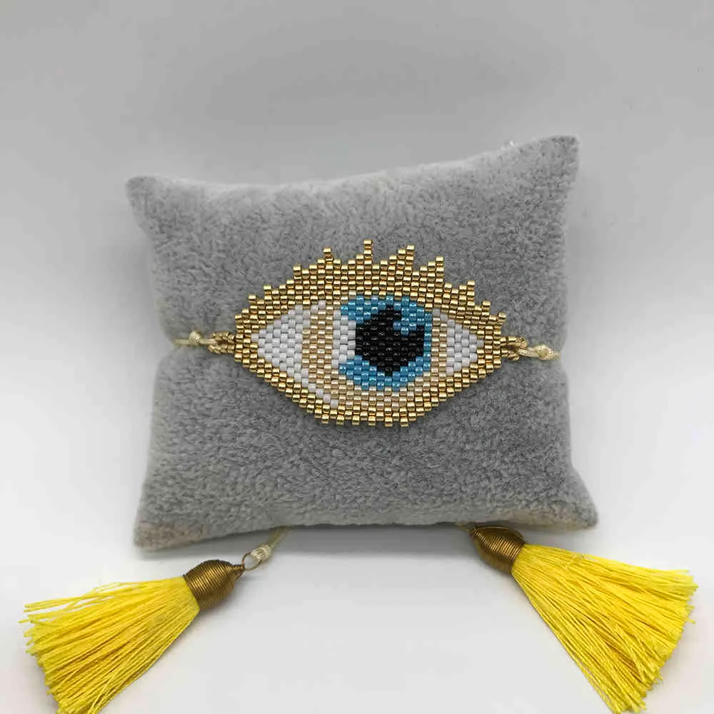 Bluestar 2021 Turecka Bransoletka Evil Eye Bransoletki Moda Kobiety Miyuki Biżuteria Handmade Crystal Tassel