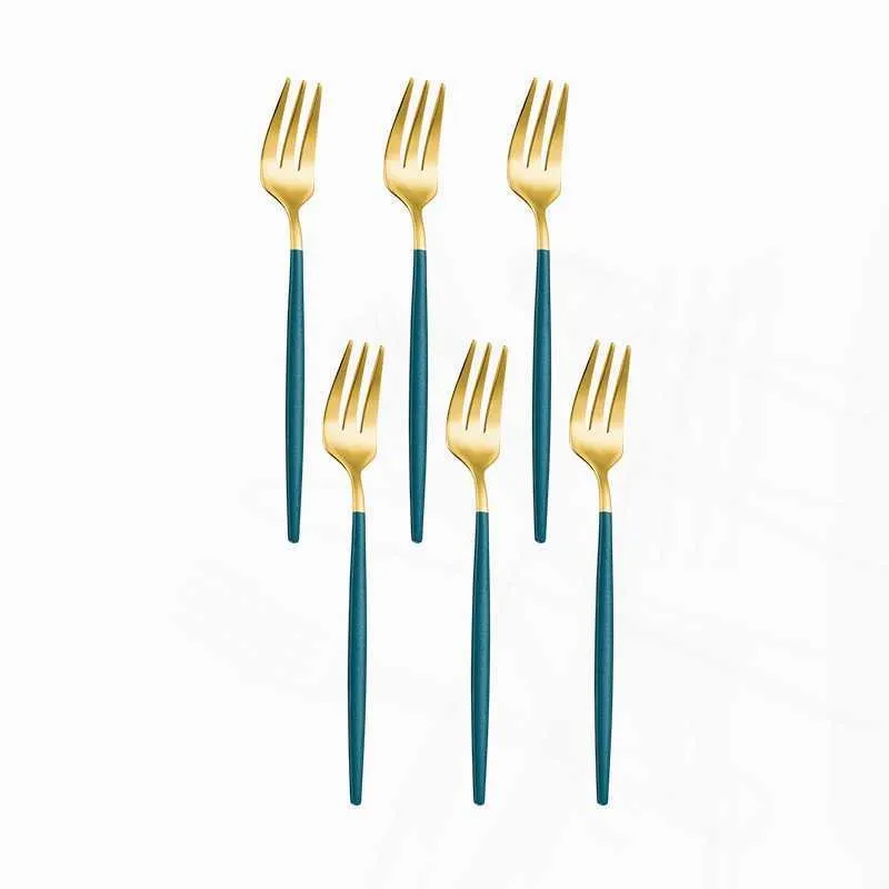 6 st Set Gold Roestvrijstalen vorkhefrapping Service Black S Stateset Kitchen 210928