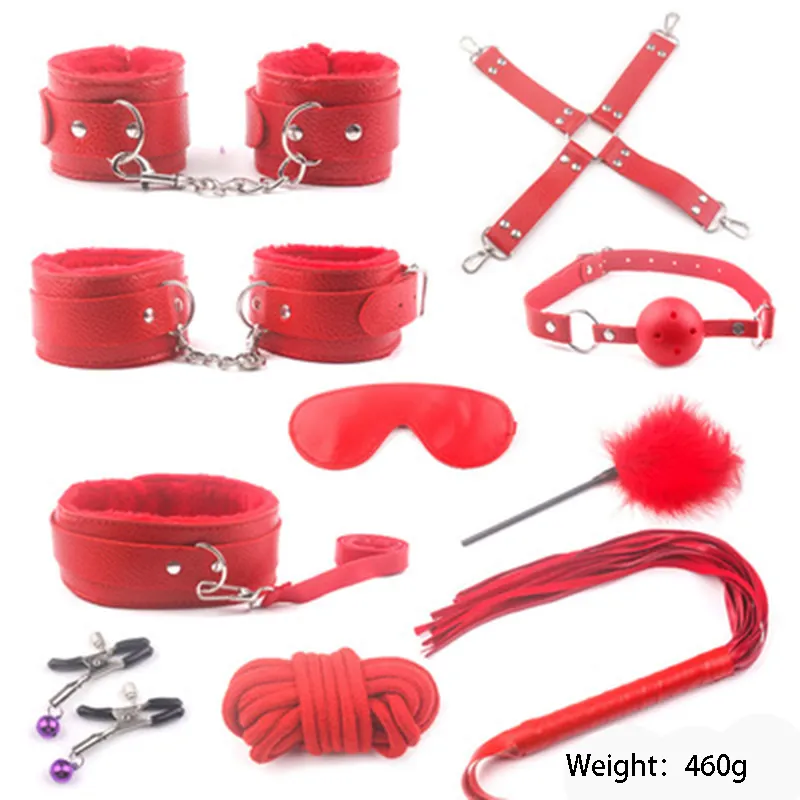 Массаж 25 шт. Сексуальные бддсм -рабство набор Gag Dancuffs Whip веревки с завязанными глазами для женщин -сексуальных игрушек для паров.