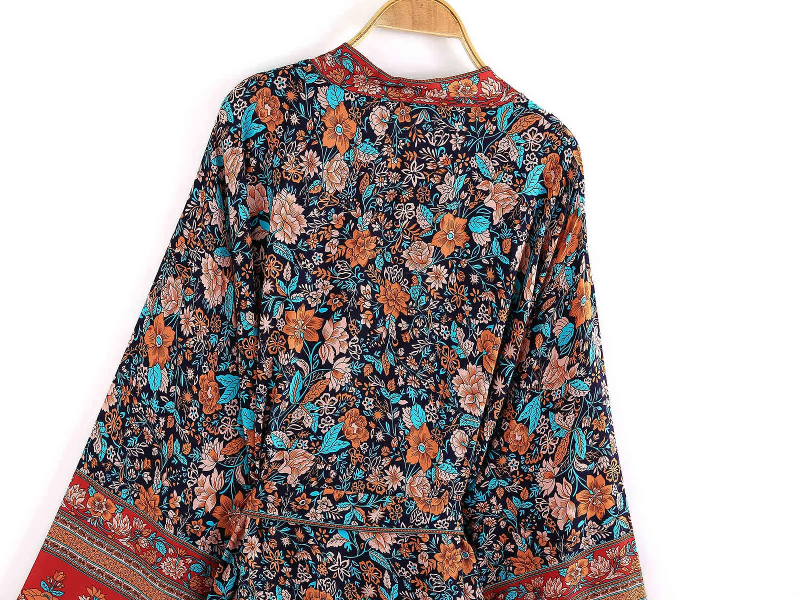 Krzywa Plu Boho Cover Ups Oversize Bohemian 100% Bawełna Kimono Sashes Hippie Blusas Chic Etniczne Topy 210722