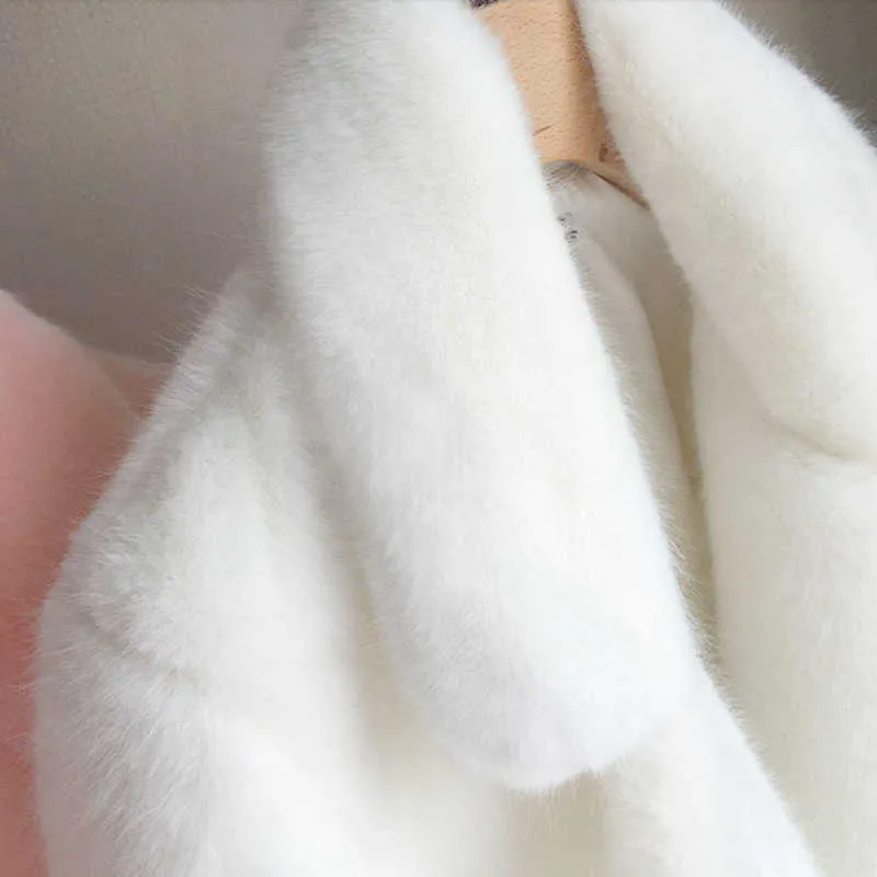 Cappotto in pelliccia sintetica di visone da donna Solido colletto rovesciato femminile inverno caldo giacca lunga allentata spessa casual da donna finta 210928
