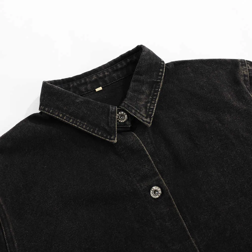 Mujeres denim chaquetas cortas jeans abrigos vintage moda negro invierno bohemio de manga larga ropa exterior ropa de mujer 210922