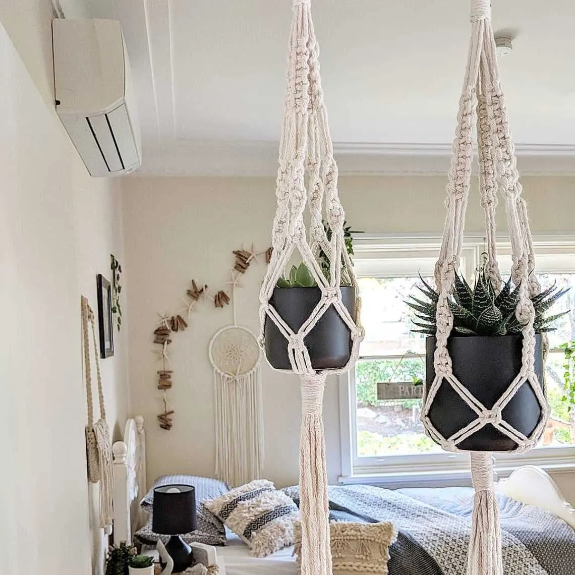 Macrame parede pendurado plantador cabides ar planta gancho titular varanda decoração parede plantador pote tecido cesta boêmio makrama 210307k