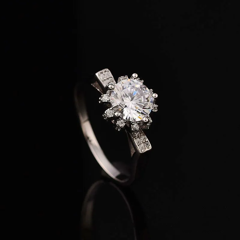 高級芽マイサナイトリング女性婚約S925スターリングシルバーリングDカラーVVS1 1ct 65mmファインジュエリー