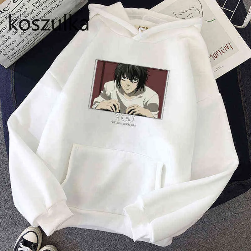 Anime Death Note bluzy Harajuku Cartoon codzienna bluza z kapturem wiosna jesień Kawaii swetry z kapturem bluzy Student bluza polarowa z kapturem Y1121