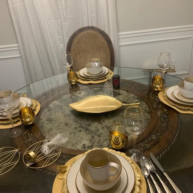 Assiettes de vaisselle Gold Round 13 Chargeur Plastique Plaque Plaque Chargeurs Place pour le dîner de fête Elegant Decor Place SE236E