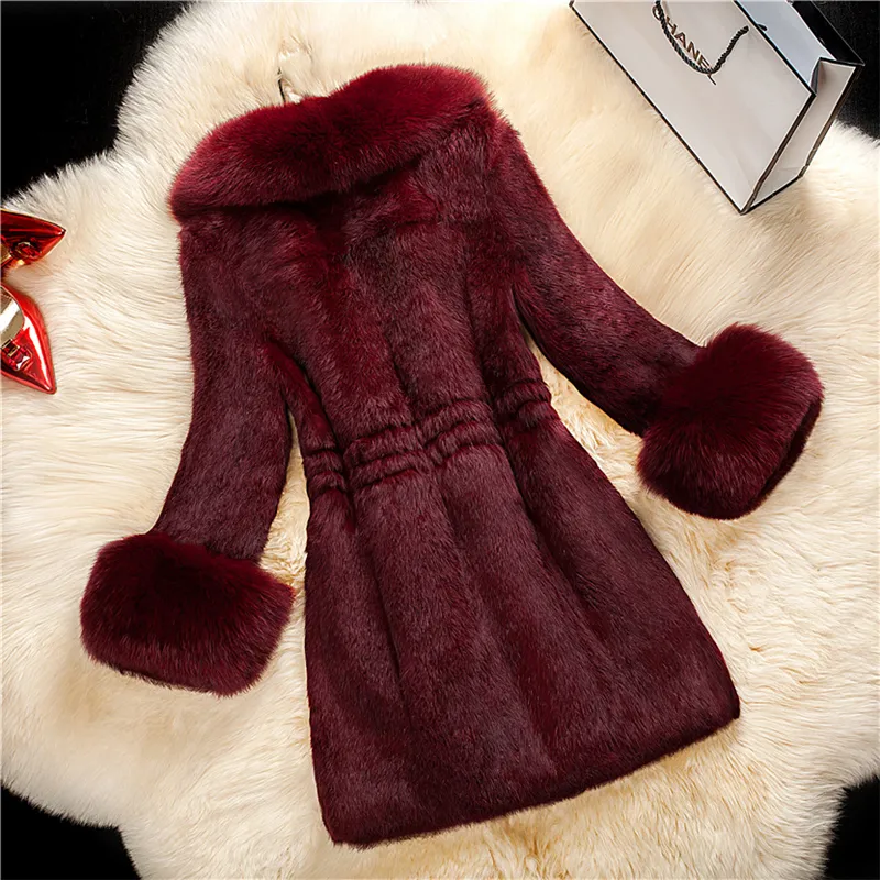 Cappotto invernale in pelliccia sintetica da donna Capispalla spesso femminile Giacche con colletto finto lungo da donna Cappotto caldo elegante sottile da donna