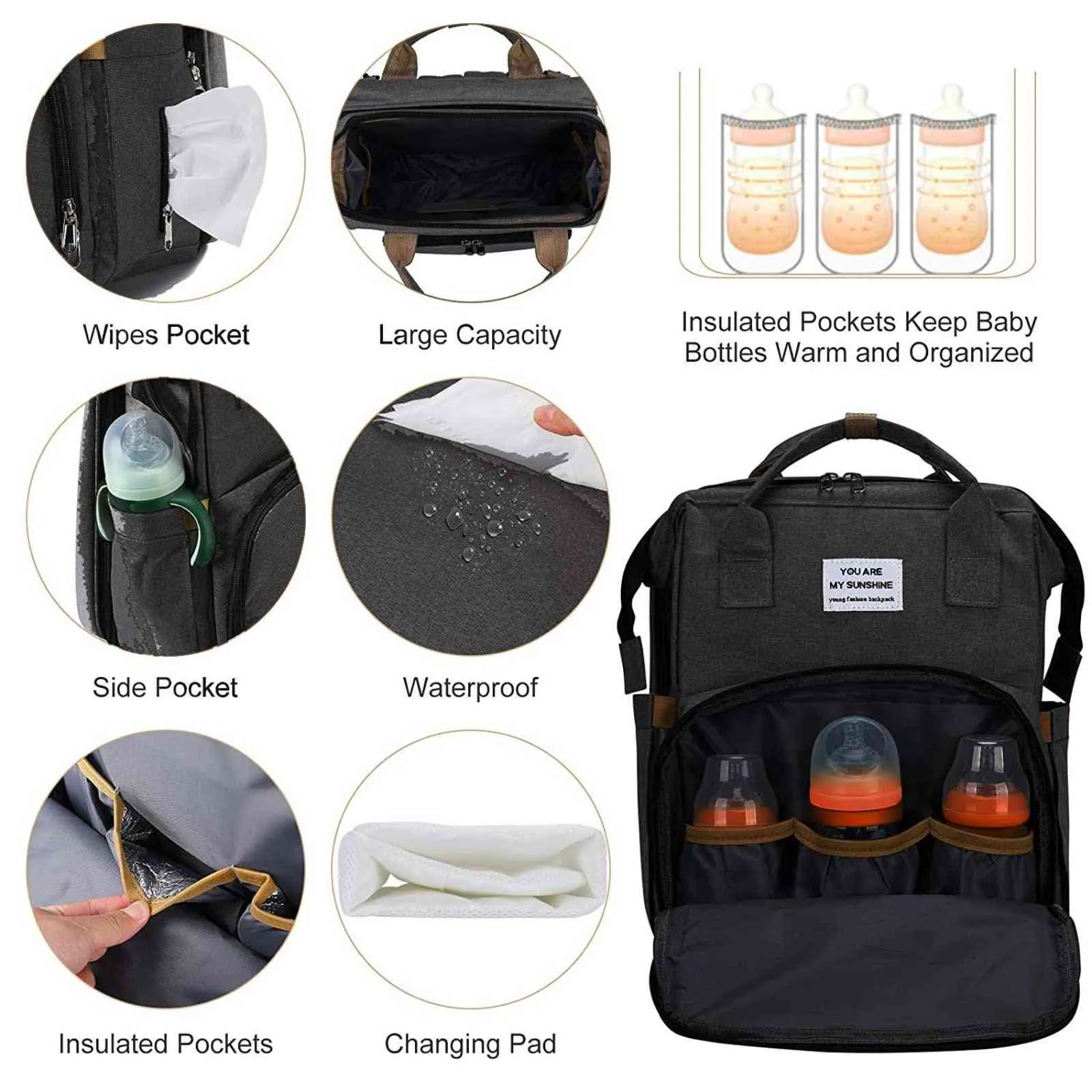 Diaper bag backpack diaper bag baby bag Multi-unctional travel backpack Waterprool changing bags with insulated H1110