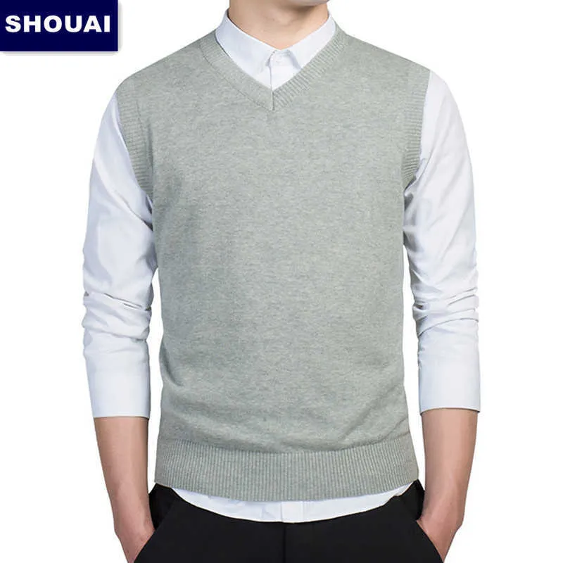 Мужской жилет свитер повседневный стиль шерстяной вязаный бизнес мужской без рукавов жилет 4xl Shouie темно серый черный темно-синий светло-серый 211018