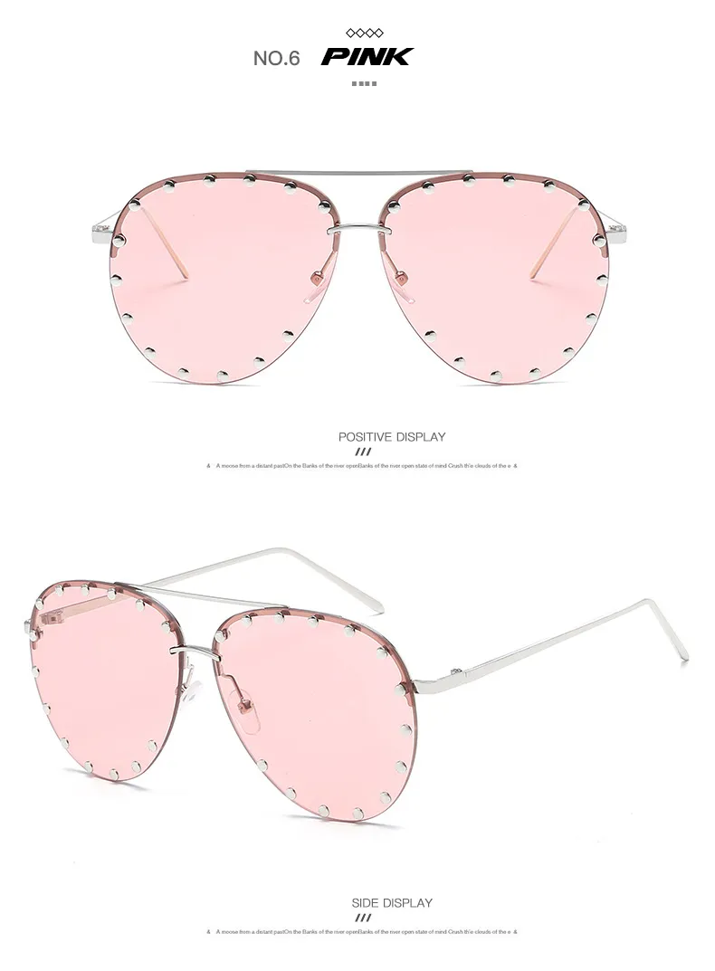 Lunettes de soleil surdimensionnées de luxe femmes UV400 rétro marque concepteur grand cadre lunettes de soleil pour femme Rivet pilote lunettes