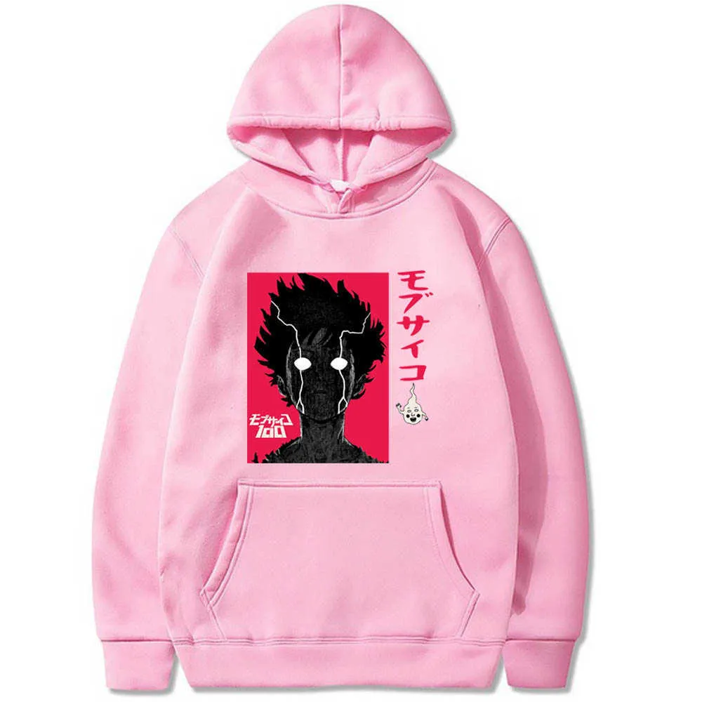 2021 Hot Japanese Anime Graphic Hoodies Men Mob Psycho 100 Sweatshirt Unisex Male Y0804