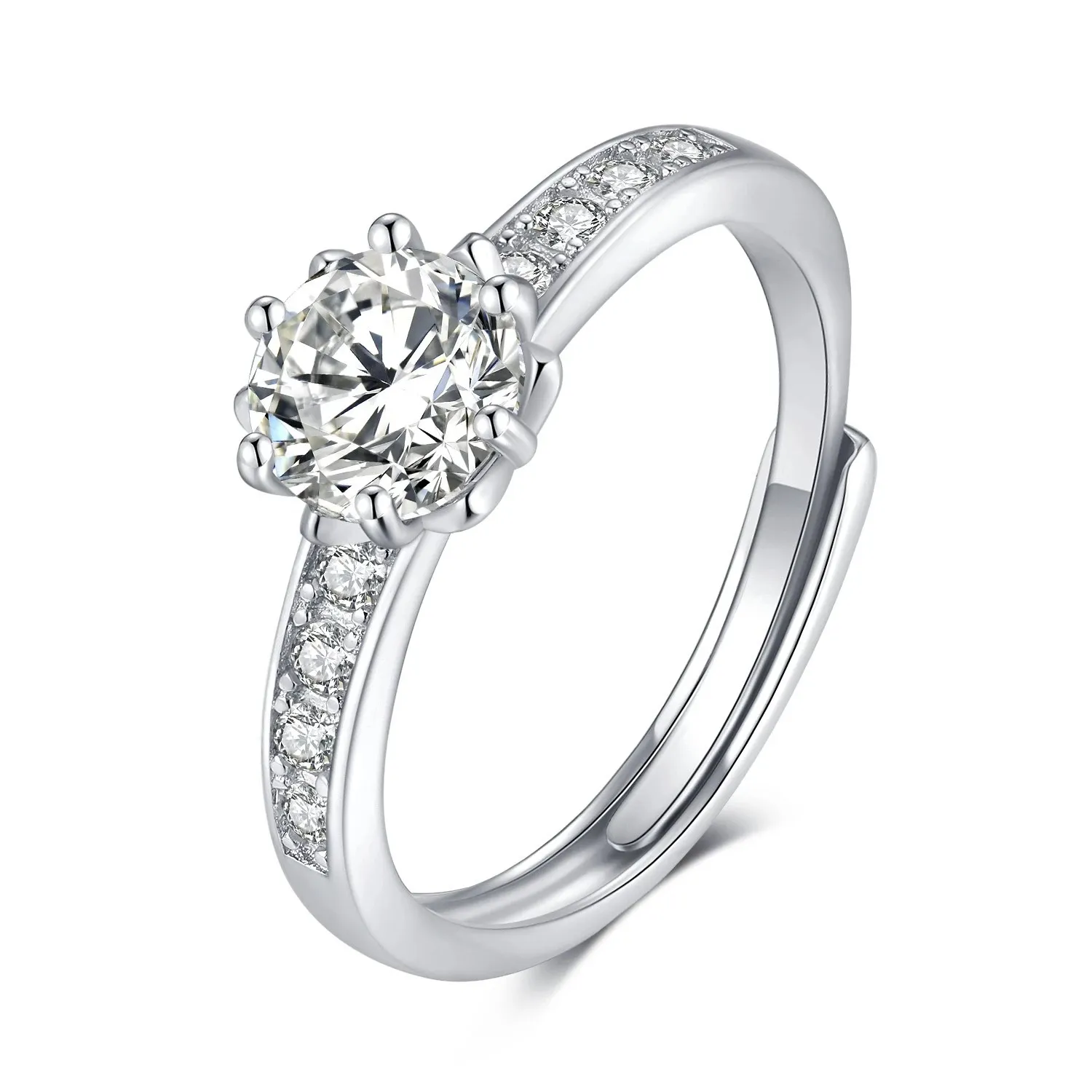 Корейская версия The Fashion Versatile S925, серебряное кольцо с платиновым покрытием, имитация муассана, блестящий цветок, микронабор, мульти-бриллианты2600