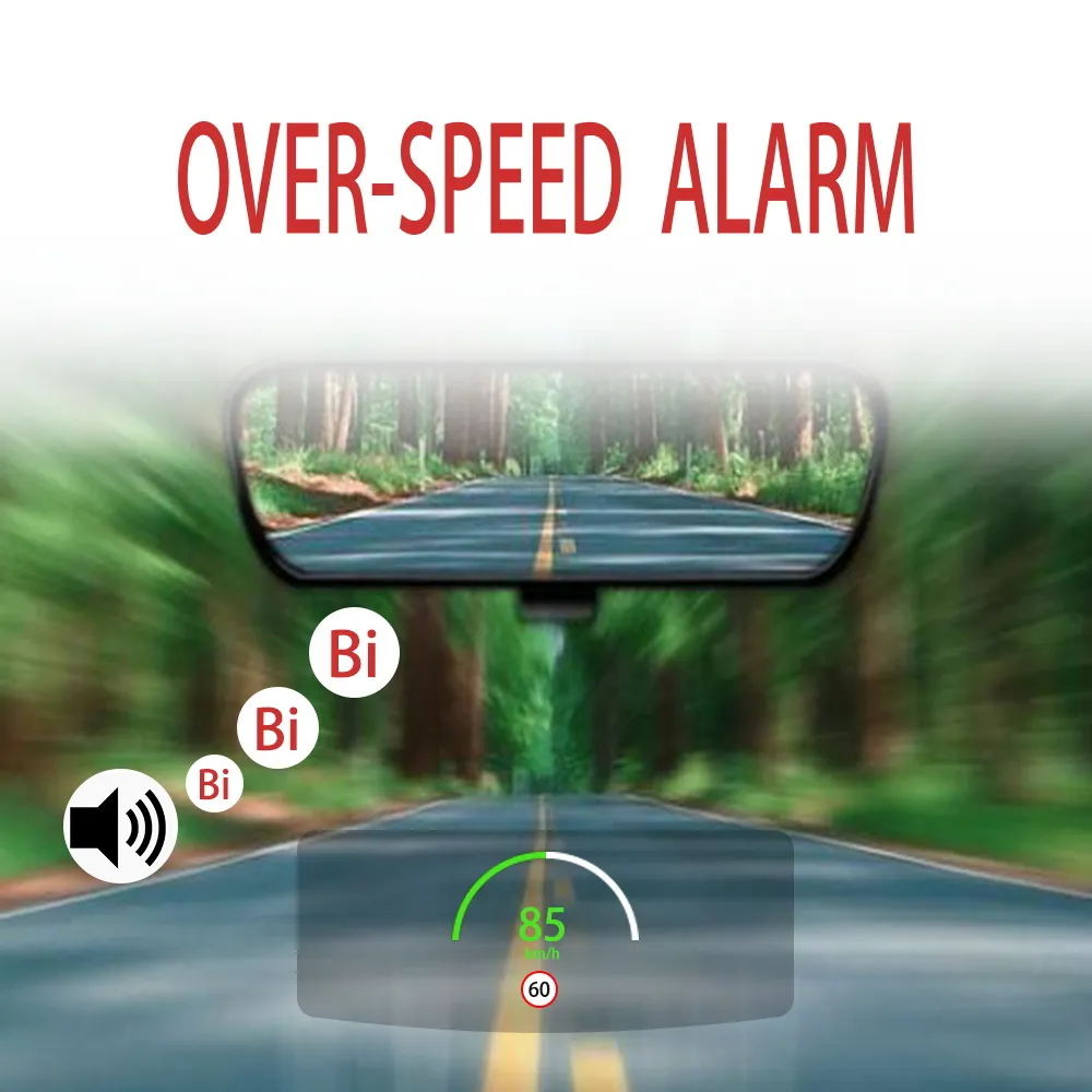Grote lettertypen Display HUD Auto GPS Snelheidsmeter Projector Armband KM / H MPH Snelheid Alarm Hoogtegebied Satellieten Tijd Kompas Kilometers