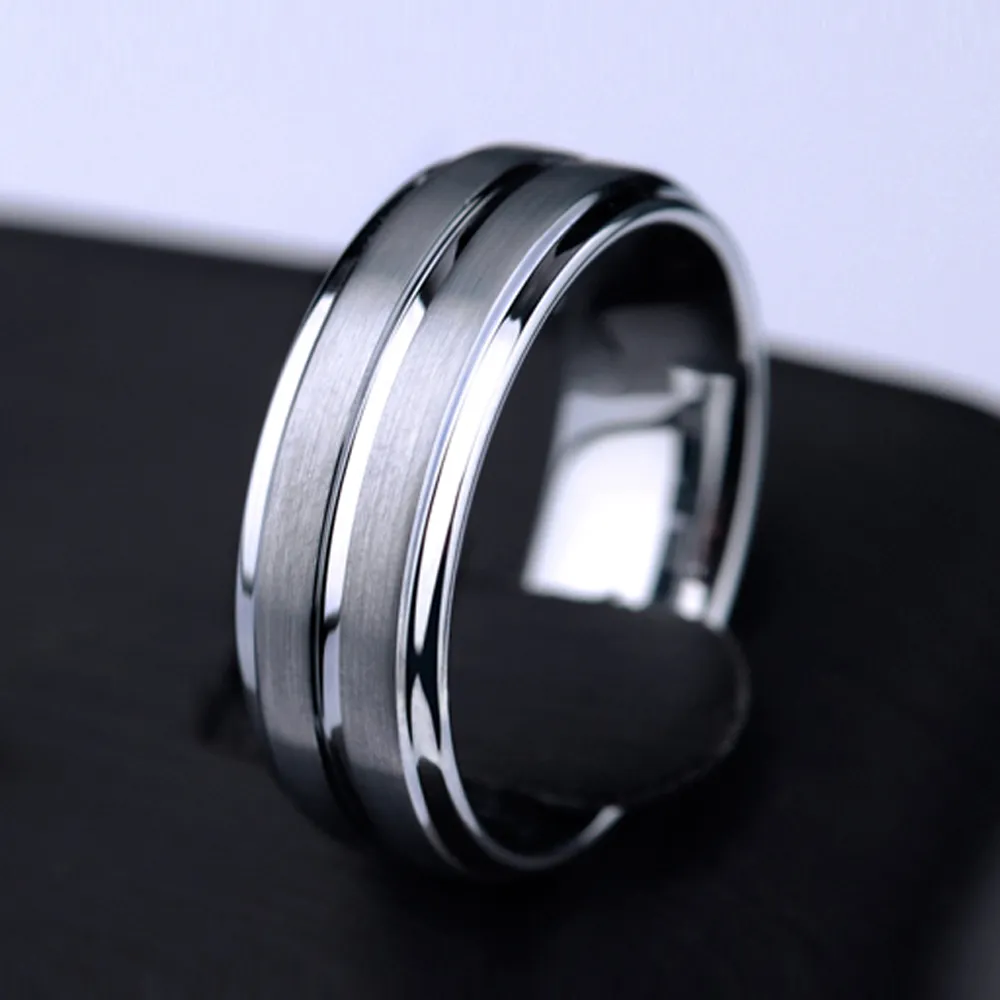 Newshe Tungsten Carbide Rings for Men Groove Ring 8mm Mens Band Band Charm Gift 813 Trx061 2103104583989