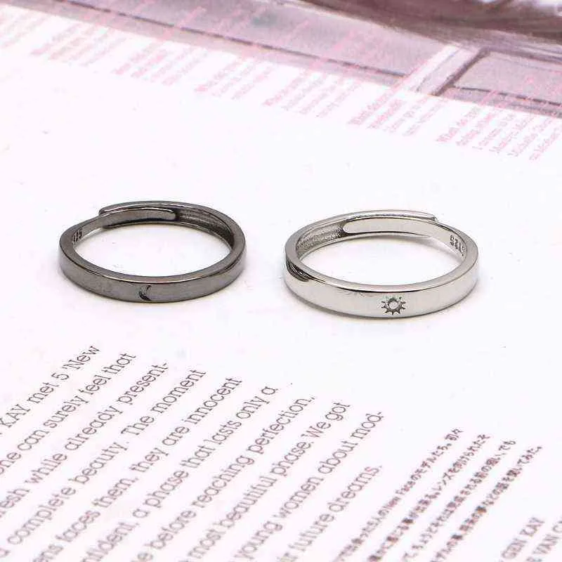 2 st Sun Moon Matching Par Vänskap Lover Öppna Justerbara Ringar Band Set Dropshipping G1125