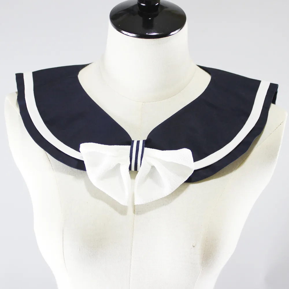 Camicia finta con papillon da marinaio blu scuro, stile studentesco giapponese, colletto falso staccabile, accessori abbigliamento