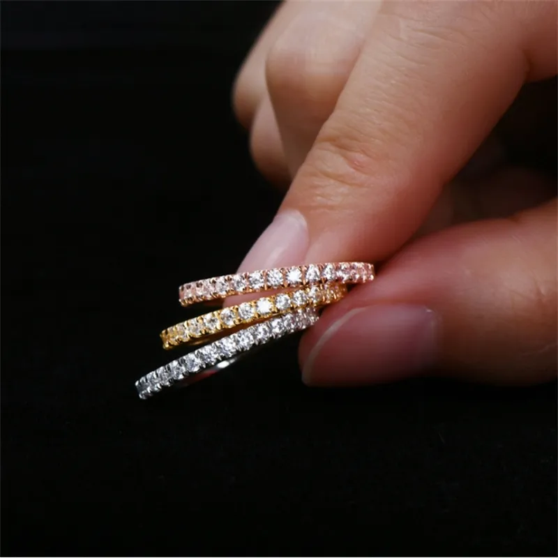 AEW Sólido 14K 585 Ouro Branco 1 2ctw 2mm DF Cor Anel de Casamento para Mulheres Senhoras Anel 210310206W