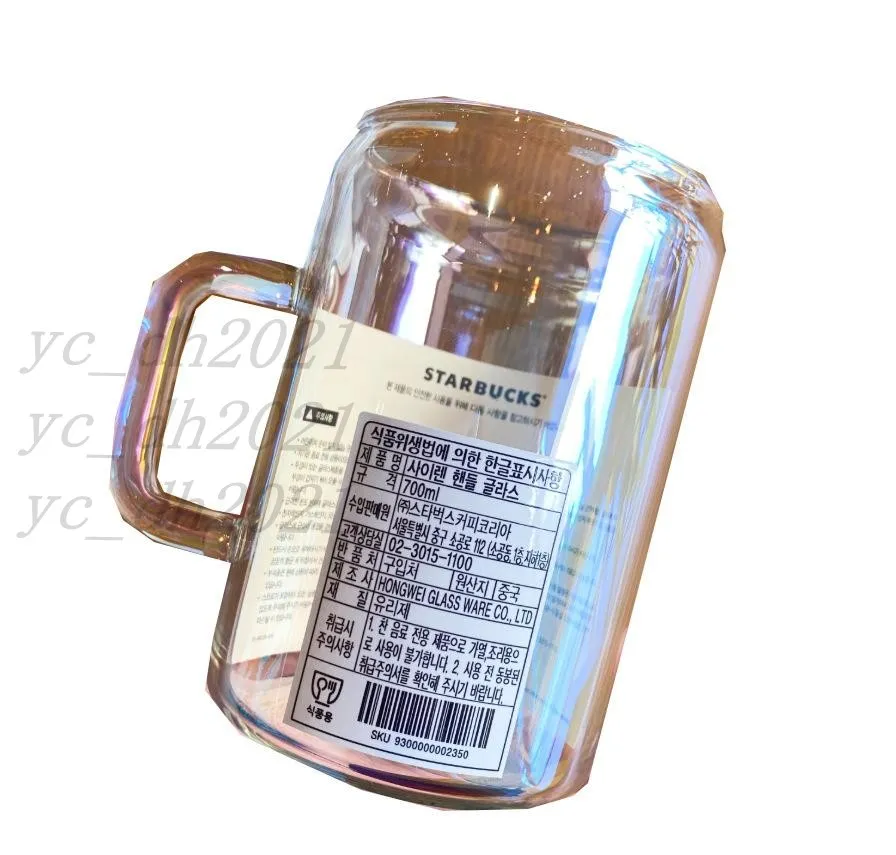 s 700ml 스타 벅스 컵 창조적 인 디자인 유리 마시는 밀짚 콜드 음료 컵 아침 식사 밀크 컵 레이저 인쇄 291Q