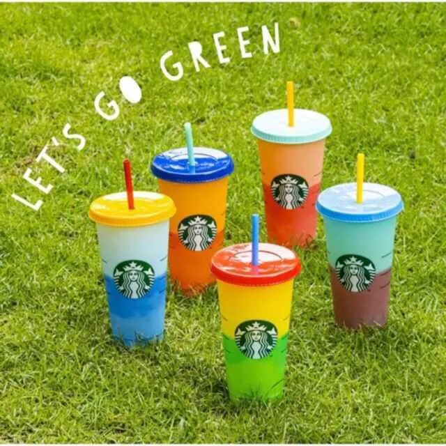 Copos reutilizáveis de mudança de cor Starbucks, copo com tampa, copos frios, copo de plástico, coleção de verão, vinho Starbucks FUUNYHOME
