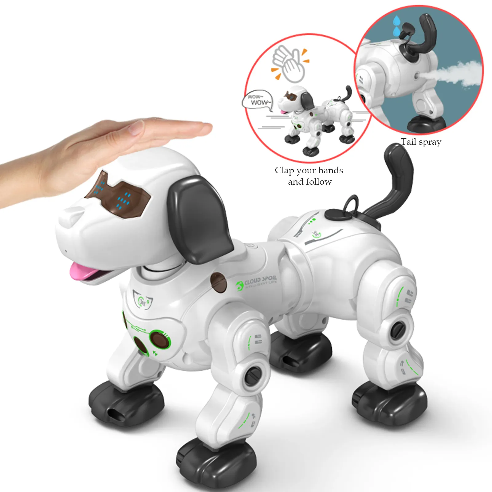 Animales electrónicos para mascotas, Perro Robot RC, Control remoto por voz, juguetes para bailar, caminar, Perro inteligente, Robots para niños, juguetes RC