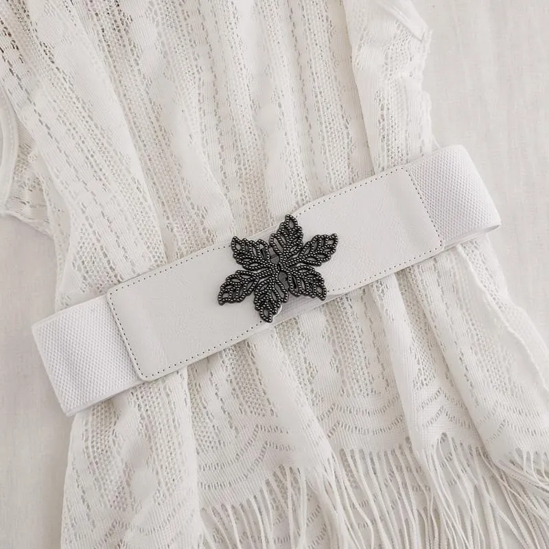 Gürtel Vintage Snow Blumenschnalle Taillenbänder für Kleidermantel Frau Mode breite elastische Kummerbund -Party Dekoration Pullover Geschenke Girl172W