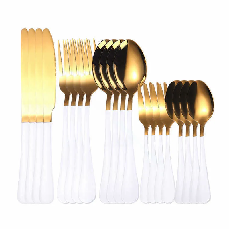 Rose Gold Cutlery Set Fork Spoon Knife Stainless Steel Cutlery Set Kitchen Tableware Dinnerware Dinner Set Drop 211012