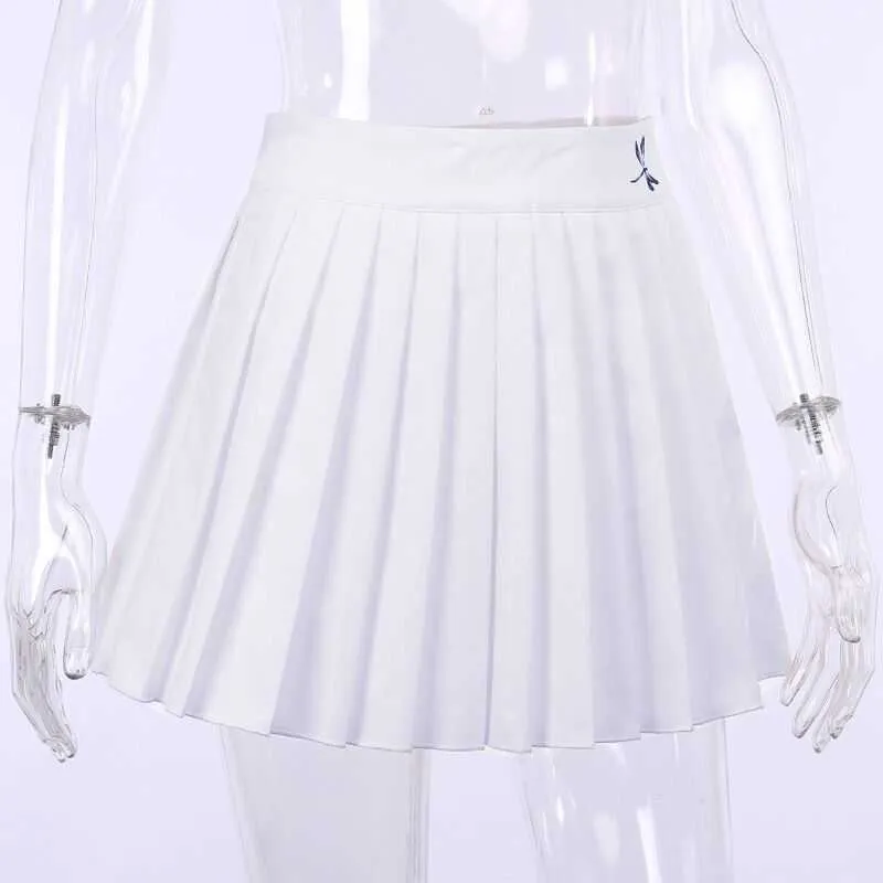 Pleated Skirt Summer High Waist Mini Women's Fashion Slim Street White Solid s y2k 210629