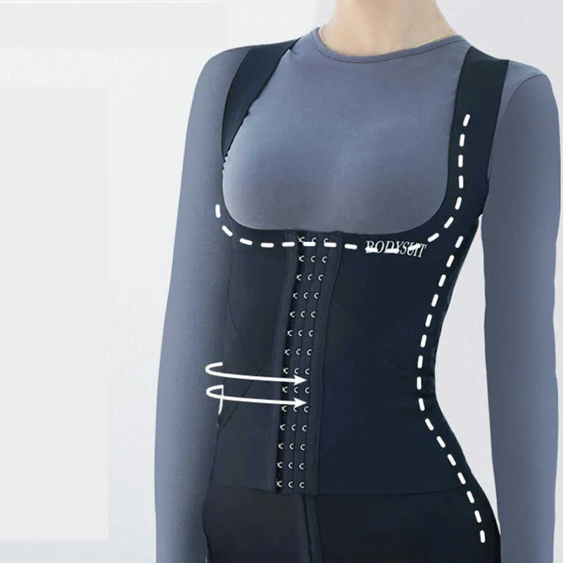 Kadınlar Bodysuit Kolsuz U Şekil Ince Vücut Şekillendirme Tops Trainer Bel Cincher Bodyshaper