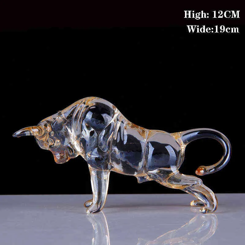 Champagne Crystal Bull Figurine Art Glass Animal Figure Statues Souvenir Sculpture Home Office Decor Gift For Dad/Boyfriend 211108