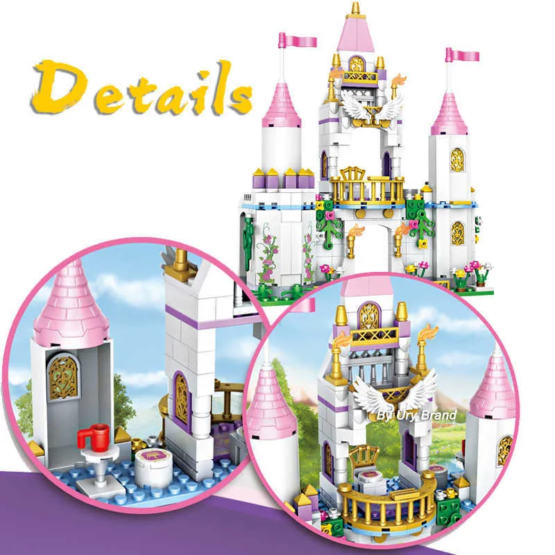 Girls Building Block Toy Friends Princess Castle Series House With 2 Dolls Educational Assembly DIY Play House Gifts For Kids Q0624