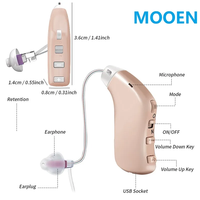 6 canaux rechargeables Audifonos Aide auditive Amplificateur de son numérique Casque sans fil pour les personnes âgées sourdes Aides auditivesScouts