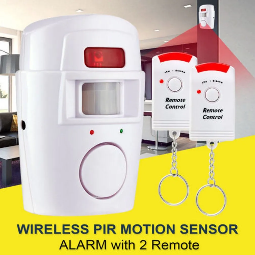 Home Security Alert Infrarotsensor Anti-Diebstahl-Bewegungsmelder-Monitor Drahtloses 105-dB-Alarmsystem + 2 Fernbedienungen