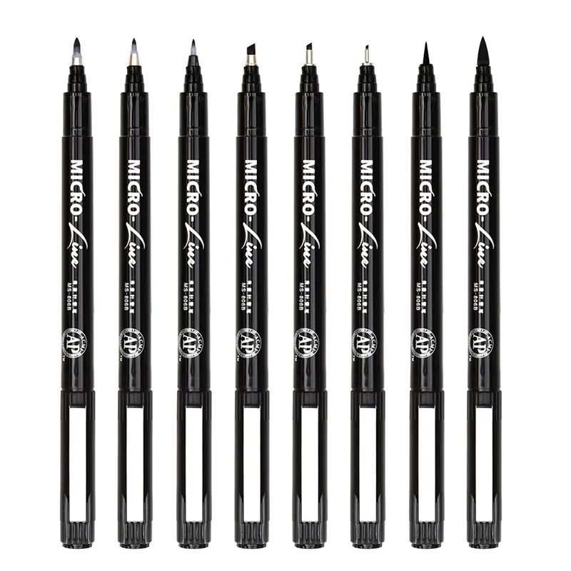 Hand Letter Pennen NEELD Treklijn kalligrafie Pen Waterdichte pigment Sketch Markers Pen voor ontwerp Art Supplie 210226